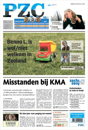 Voorpagina van PZC Provinciale Zeeuwse Courant