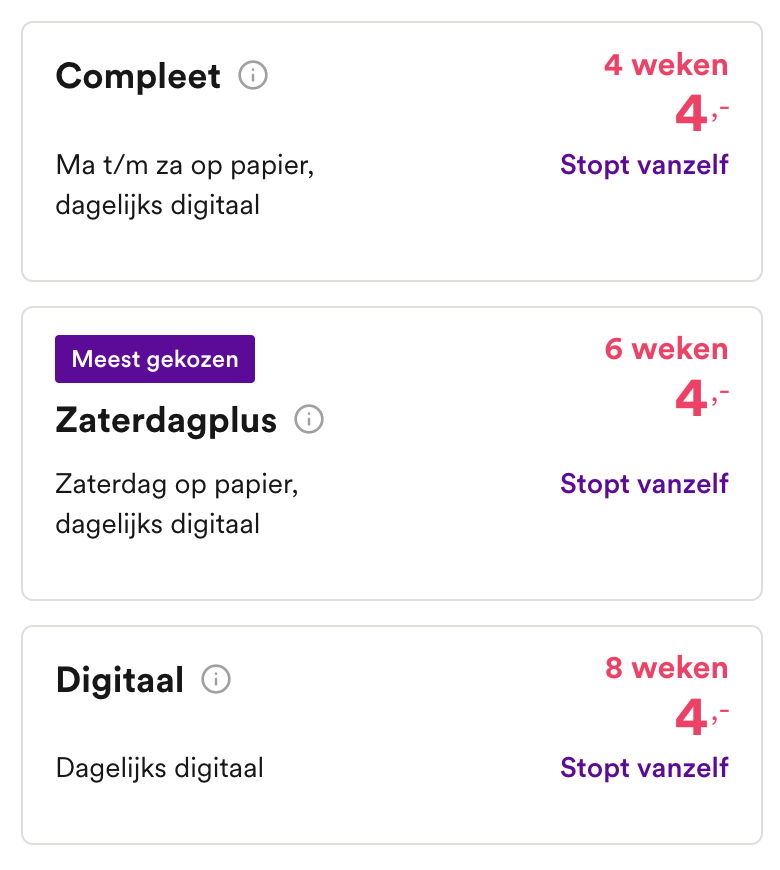 Volkskrant aanbieding proef